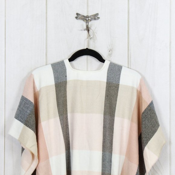 LC Lauren Condrad Multicolor Fringed Woven Plaid Cardigan Shawl Size OS - Picture 5 of 10